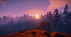 Beautiful sun rise over forest line